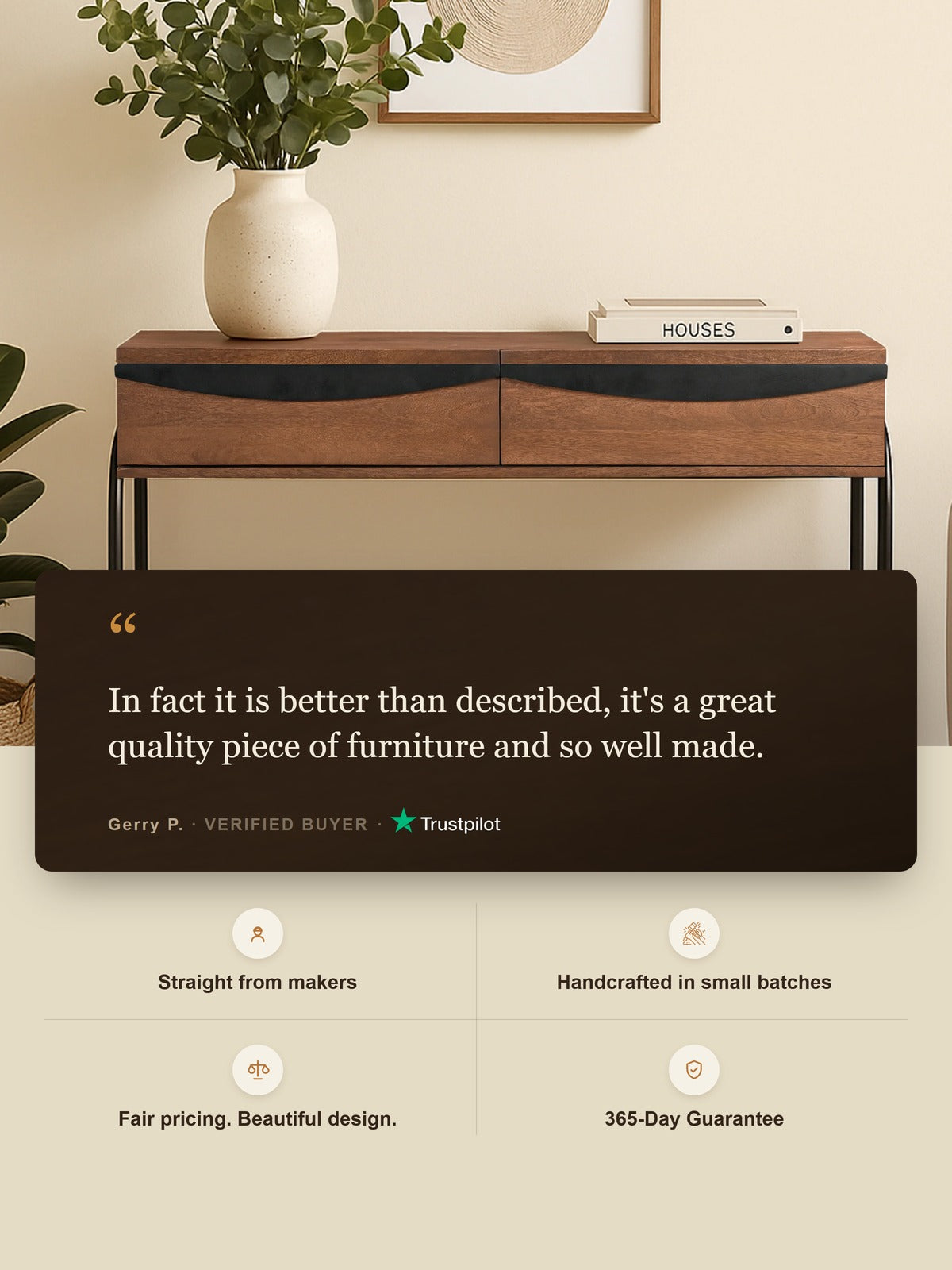 Danton Two Drawer Wooden Console Table