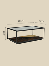 Astra Iron Coffee Table with Glass Top