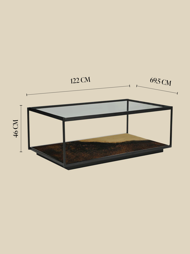 Astra Iron Coffee Table with Glass Top