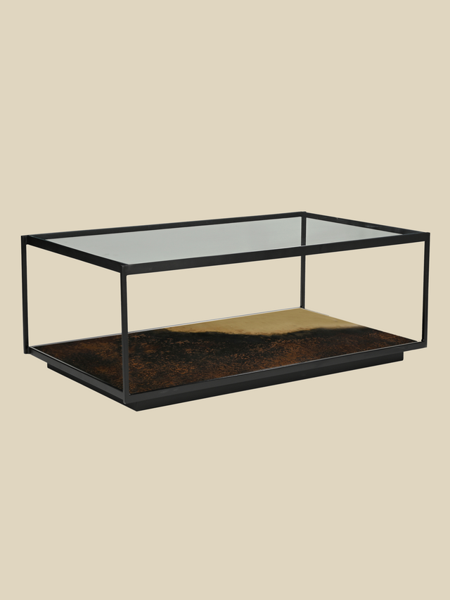 Astra Iron Coffee Table with Glass Top