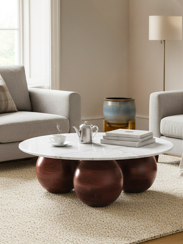 Soraya White Marble Top Coffee Table