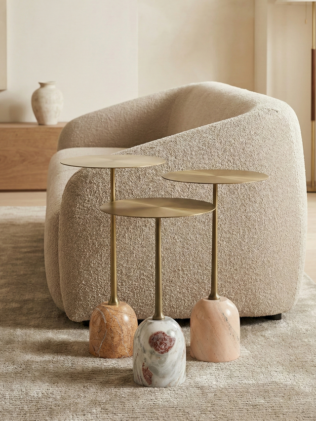 Edie Marble Base Side Tables - Set of 3