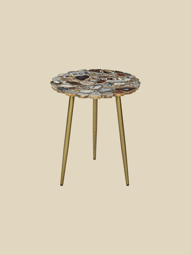 Damon Agate Side Table - Blue & Black