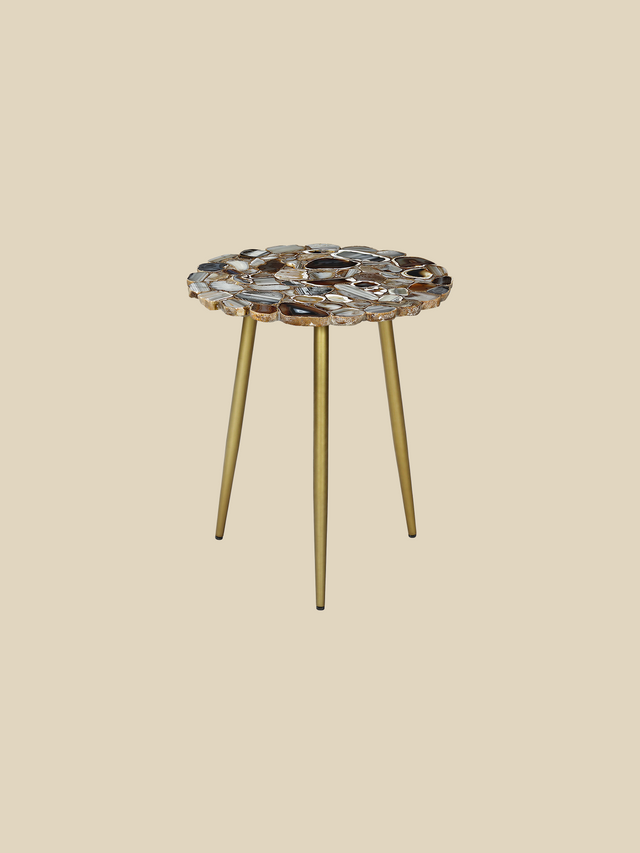 Damon Agate Side Table - Blue & Black