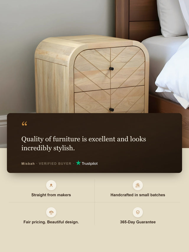 Cayman Two Drawer Wooden Bedside Table