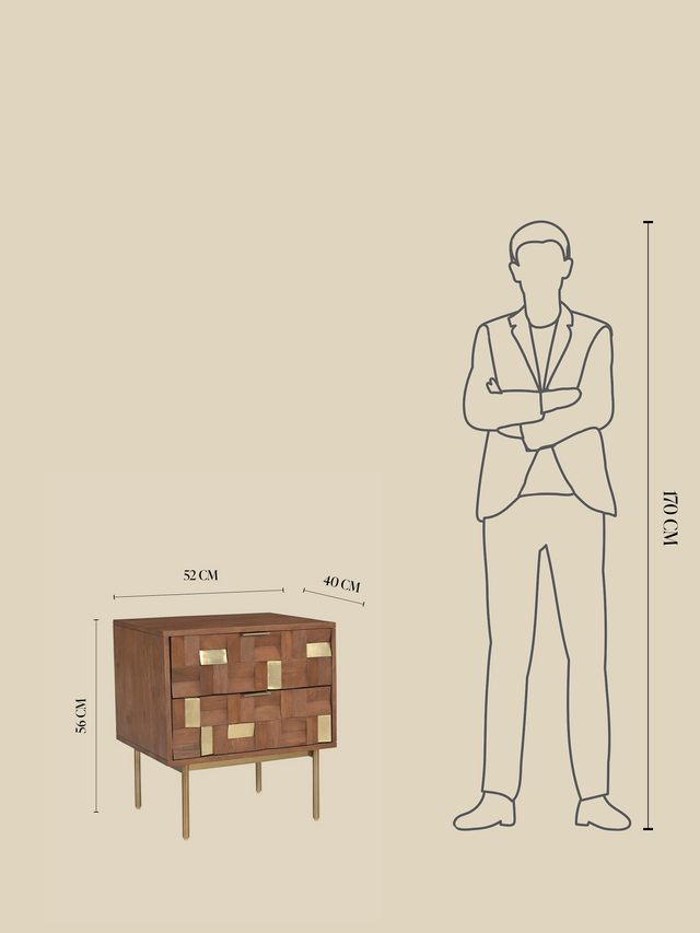 Caspian Two Drawer Bedside Table