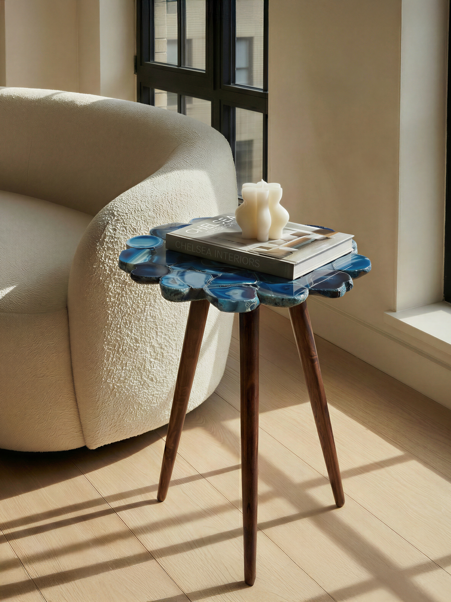 Ben Agate Side Table - Blue