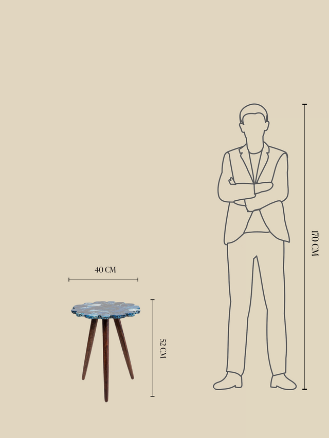 Ben Agate Side Table - Blue