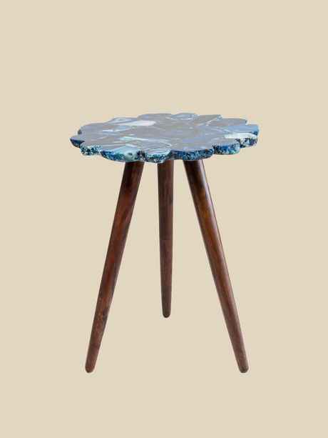 Ben Agate Side Table - Blue