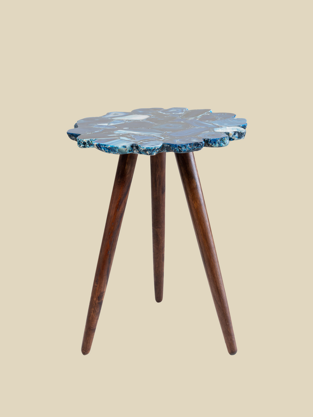 Ben Agate Side Table - Blue