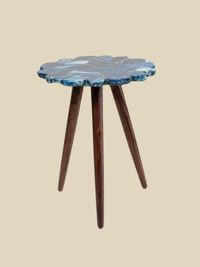 Ben Agate Side Table - Blue