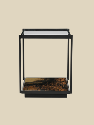 Astra Iron Side Table with Glass Top