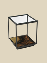 Astra Iron Side Table with Glass Top