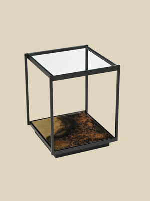 Astra Iron Side Table with Glass Top