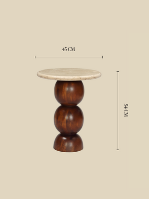 Denis Travertine Top Side Table