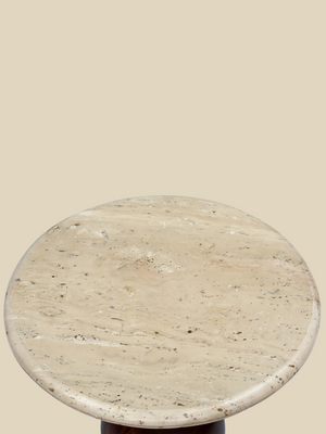 Denis Travertine Top Side Table