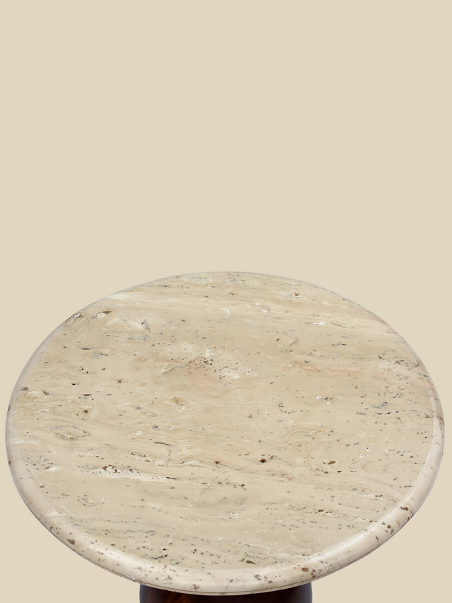 Denis Travertine Top Side Table