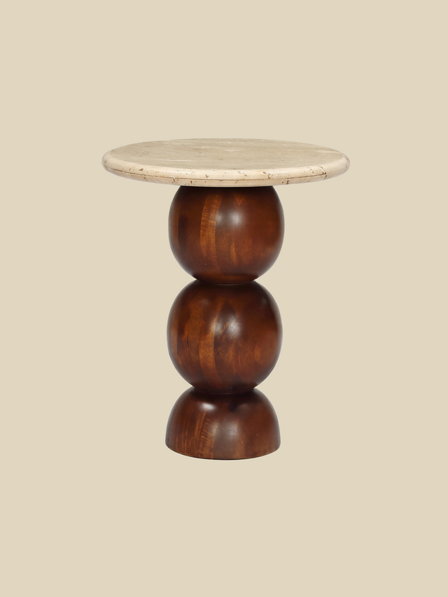 Denis Travertine Top Side Table