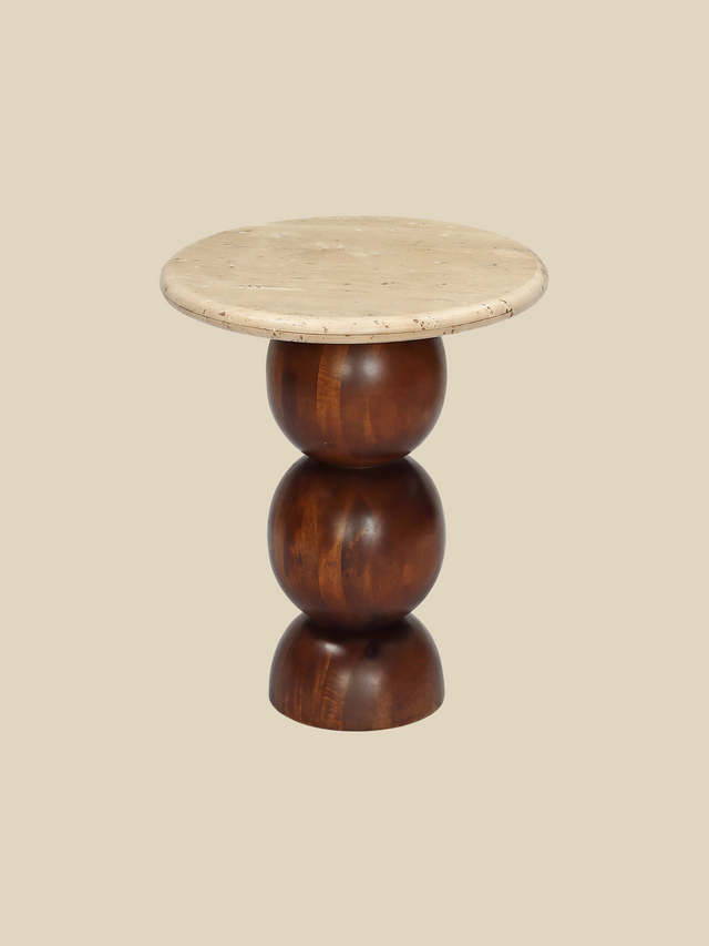 Denis Travertine Top Side Table