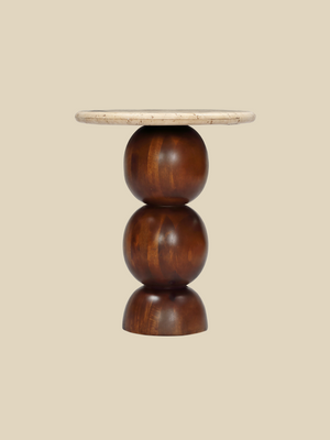 Denis Travertine Top Side Table