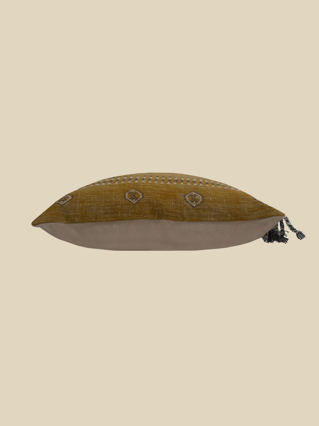 Cyril Yellow Cotton-Linen Cushion