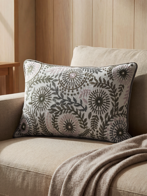Yara Embroidered Cotton Cushion