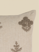 Nomad Floral Embroidered Cotton–Linen Cushion - Green