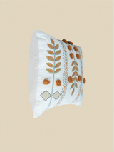 Ishani Embroidered Cotton Cushion - Orange