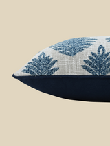 Azure Floral Cotton Embroidered Cushion