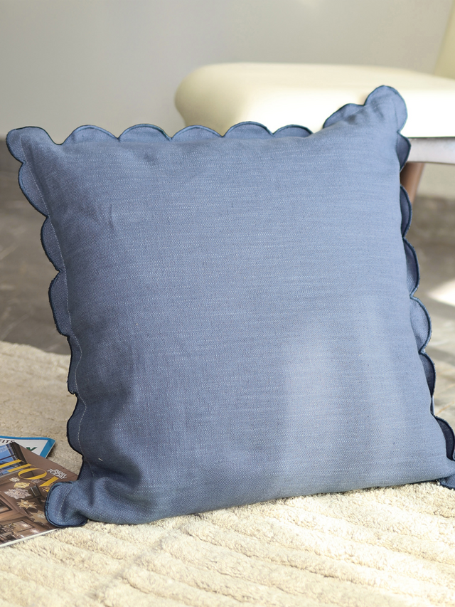 Zina Cotton-Linen Blue Cushion