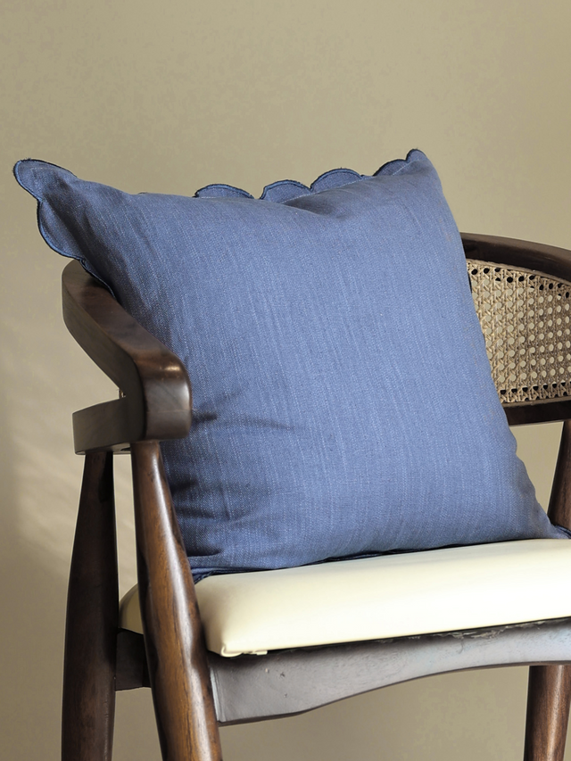 Zina Cotton-Linen Blue Cushion