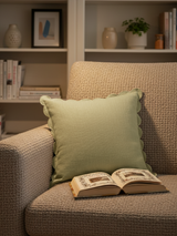 Zina Cotton-Linen Olive Green Cushion