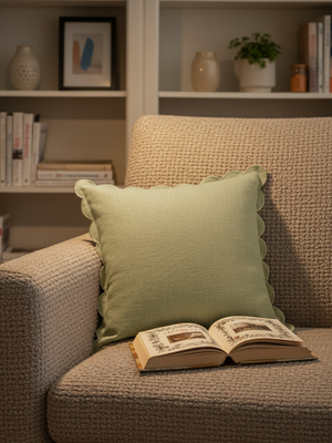 Zina Cotton-Linen Olive Green Cushion