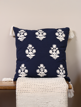 Indigo Embroidered Cotton Cushion