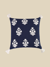 Indigo Embroidered Cotton Cushion