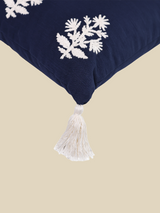 Indigo Embroidered Cotton Cushion