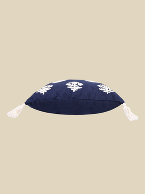 Indigo Embroidered Cotton Cushion