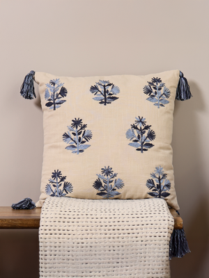 Elm Embroidered Cotton Cushion