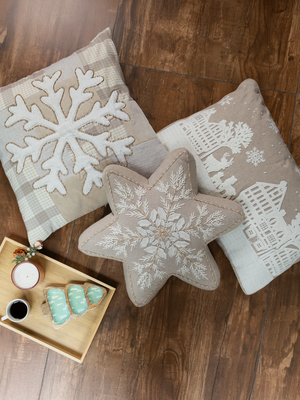 Festive Charm Embroidered Cotton Blend Cushion