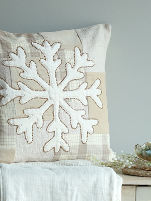 Festive Charm Embroidered Cotton Blend Cushion
