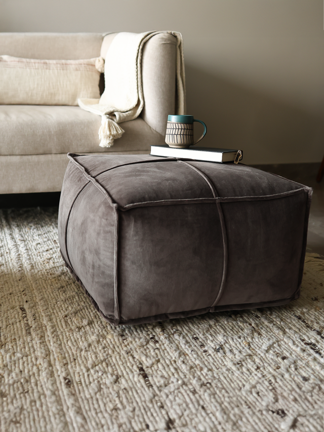 Verdure Brown Cotton Pouffe