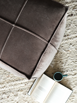 Verdure Grey Cotton Pouffe