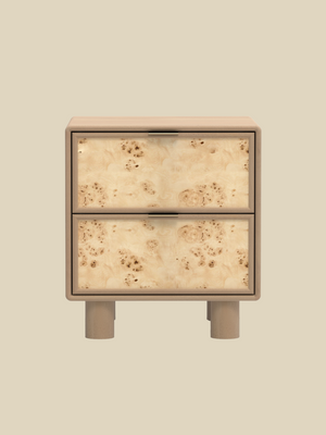 Aurea Burl Two Drawer Bedside Table - Natural