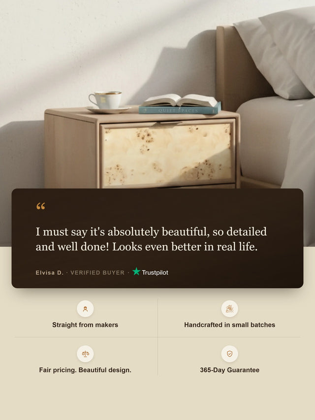 Aurea Burl Two Drawer Bedside Table - Natural