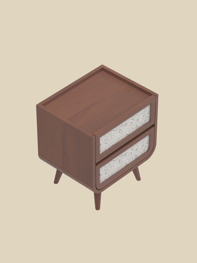 Kael Two Drawer Bedside Table - Walnut