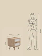 Kael Two Drawer Bedside Table - Natural