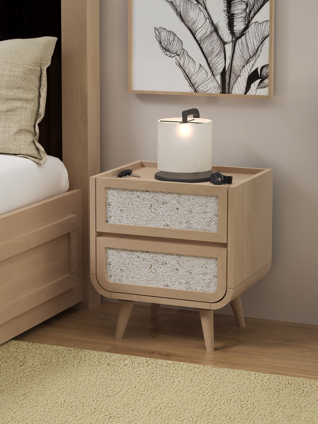 Kael Two Drawer Bedside Table - Natural