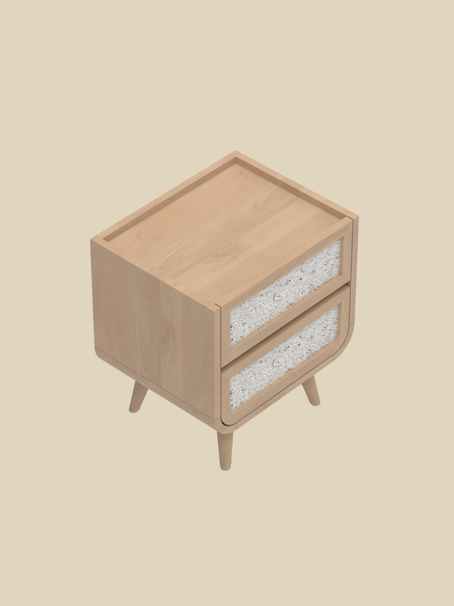 Kael Two Drawer Bedside Table - Natural