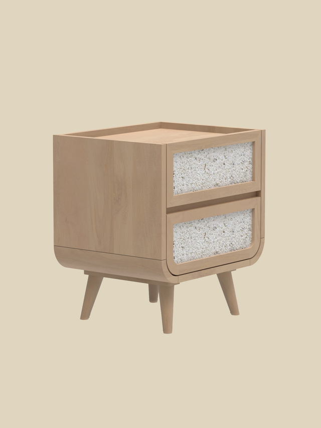 Kael Two Drawer Bedside Table - Natural
