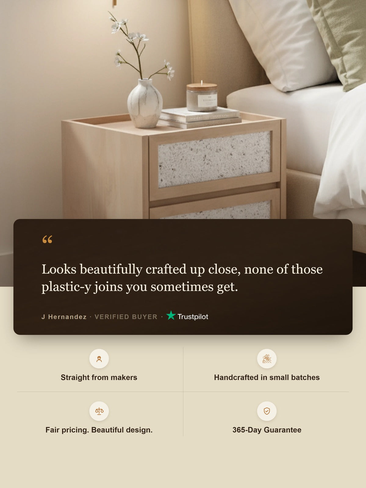 Kael Two Drawer Bedside Table - Natural